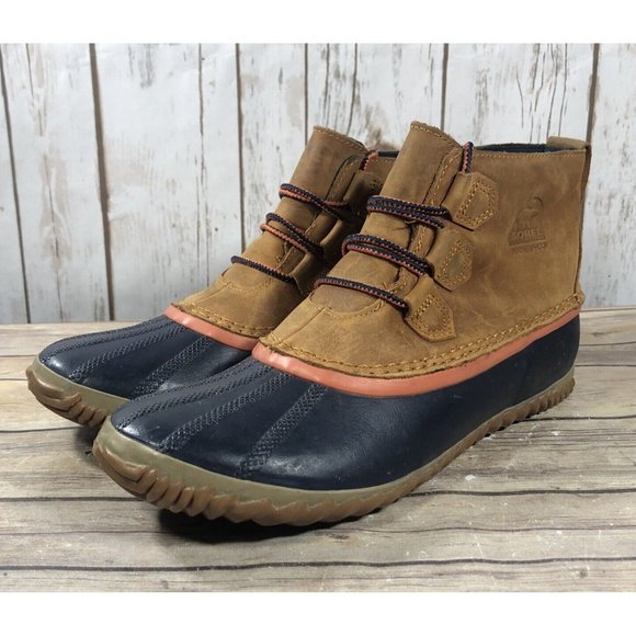 Sorel Out N About Ankle Duck Rain Boots Womens Size 10 Leather LaceUp Waterproof - Picture 1 of 12